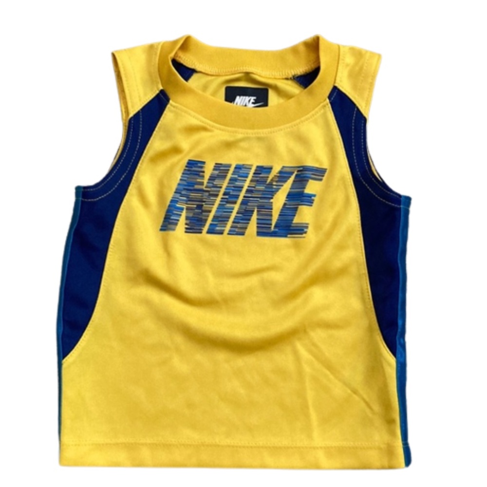 Nike 18m sleeveless yellow blue toddler shirt sporty crewneck